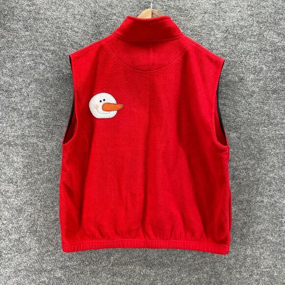 Sierra Pacific Vest Women L Large Red Snowmen High Neck Full Zip Fleece - Picture 2 of 9